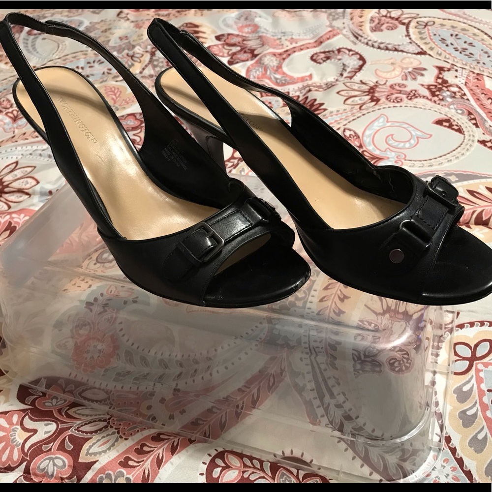 Black sling backs